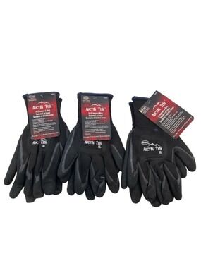 Boss Arctik Tek Nitrile-Coated XL Gloves For Work & Warmth Black Set Of 3 pairs